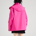 thumbnail image 7 of XPMWRP Women's Fashion Solid Color Long Sleeve Coats Zipper Outdoor Waterproof Rain Jackets Windbreaker Coat with Pocket Pink XS, 7 of 7