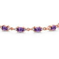 thumbnail image 2 of Gem Stone King 18K Rose Gold Plated Silver Purple Amethyst and White Moissanite Tennis Bracelet for Women (6.31 Cttw, Gemstone Birthstone, Oval 6X4MM, 6.5 inch), 2 of 5