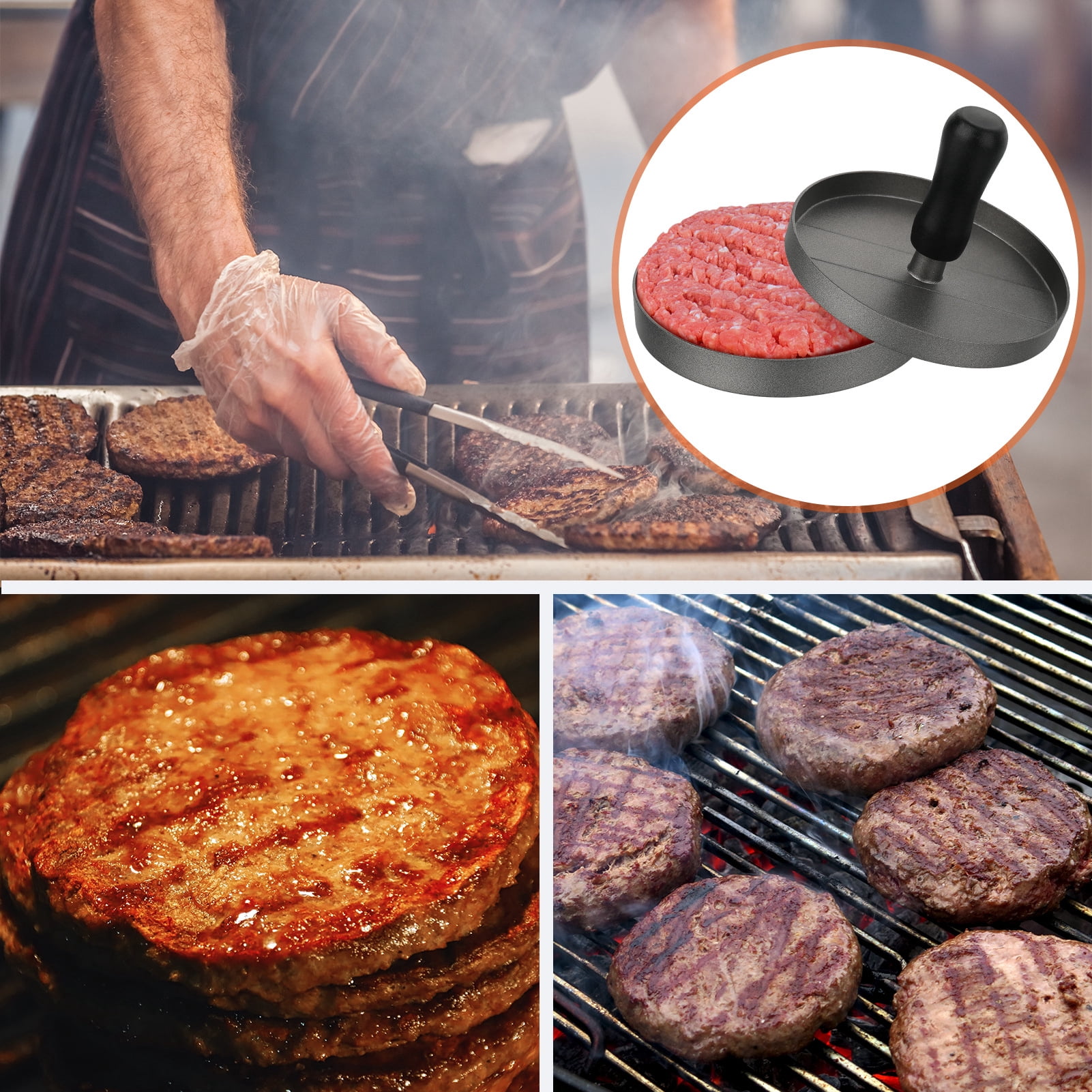 Bocaoying Burger Press 100 Patty Papers Set, Non-Stick Hamburger Mold, Meat Beef Cheese Veggie Burger Maker for Grill Griddle BBQ Barbecue
