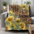 thumbnail image 2 of Sunflowers Fleece Throw Blanket Country Watercolor Summer Floral Bee Brown Wood Grain Ultra Soft Fuzzy Cozy Flannel Throw Blanket for Couch Sofa Bed Car Travel, Ideal Gifts 40x50 Inches, 2 of 9