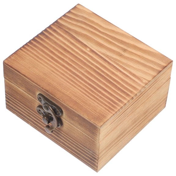 IBASETOY Rustic Light Brown Wood Box with Lid Latch for Organizing Jewelry Crafts and Small Sundries