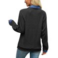 thumbnail image 7 of Wevis Women's Denim Collar Knit Sweater, Long Sleeve Henley Button Down Autumn Blouse, Casual Loose Fall Pullover Tops, 7 of 7