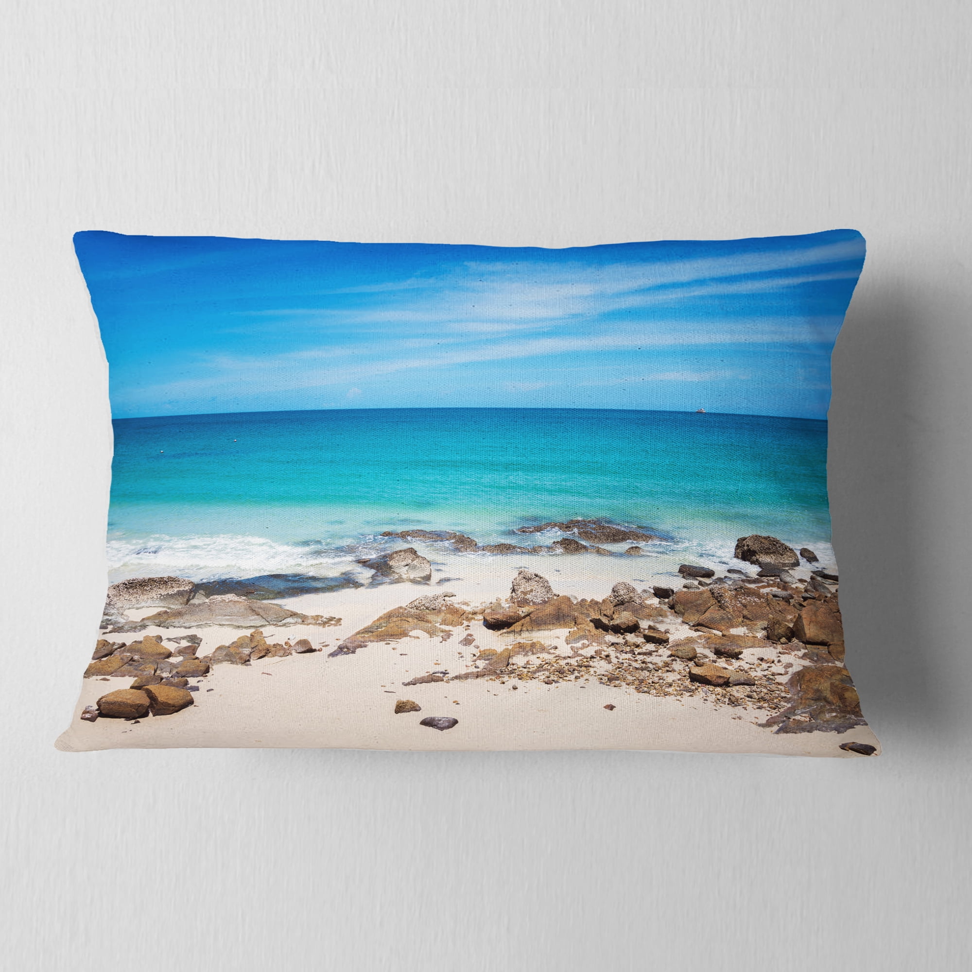 Designart Beach at Samed Island Thailand - Seashore Photo Throw Pillow - 12x20