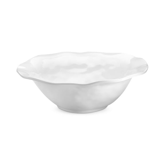Q Squared Ruffle in Round BPA-Free Melamine Round Serving Bowl, 12-Inches, White