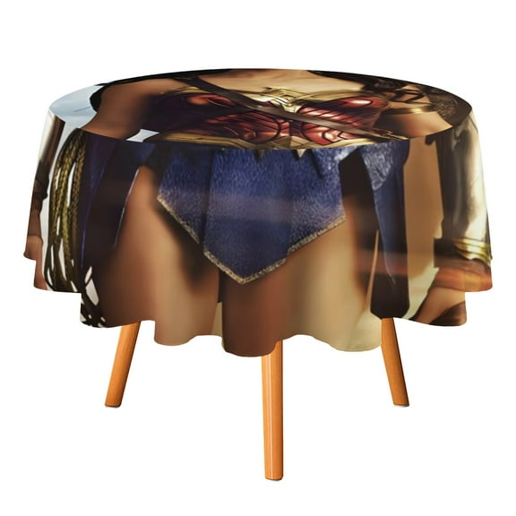 Wonder Woman-Theme Round tablecloth has an iconic print, fits most tables, and is easy to care for perfect gifts for fans friends and family.diameter60''(152cm)