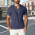 thumbnail image 2 of Ashirexll Mens T-shirts, Big and Tall Shirts for Men, Summer Casual Fashion Temperament Short Sleeve Button V-neck T-shirts Tops, 2 of 7