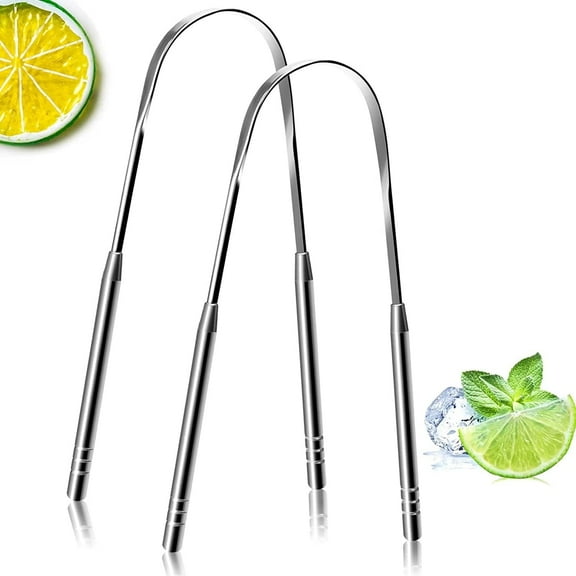 GIXUSIL 2 Pack Stainless Steel Tongue Scraper -Head Oral Care Tool for Bad Breath,Silver