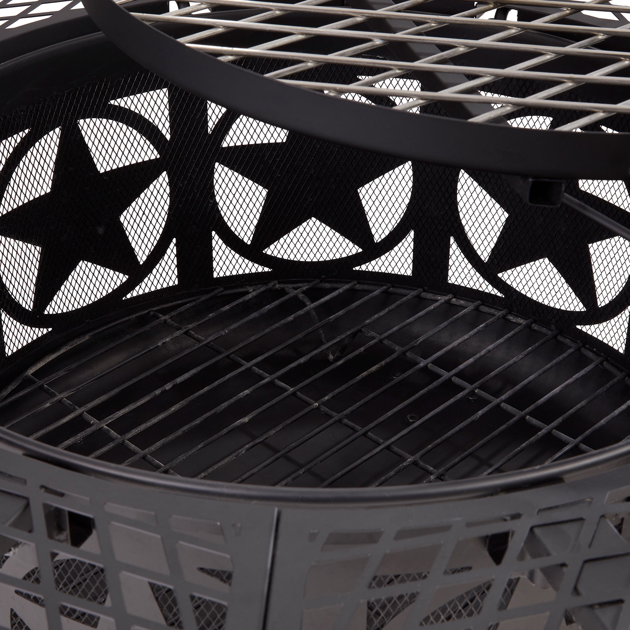Mainstays 40-Inch Wood Burning Fire Pit with Star Design and Cooking Grate