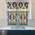 thumbnail image 3 of Kitchen Curtains 36 Inch Short - 3 Panel Set, Rod Pocket Window Curtain, Boho Floral Tribal Style, 100% Polyester for Farmhouse, Kitchen, Cafe, Bedroom, Easy Wash, 3 of 6