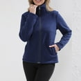 thumbnail image 6 of FRSASU Women Casual Full Zip up Jackets Casual Solid Color Versatile Basic Long Sleeve Hoodless Fleece Jackets Navy, 6 of 9