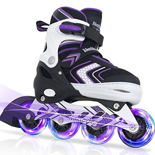Patines Nattork para niñas con ruedas iluminadas, color morado