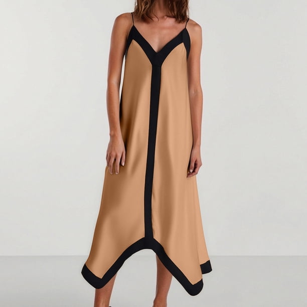 WILLBEST Vestido De Lino Para Mujer, Informal, Con Escote En V Y Espalda Descubierta, Con Tirantes Finos, Para Primavera Y Verano, Salidas Diarias Y Actividades De Ocio.