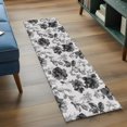thumbnail image 4 of Gray Floral Washable Runner Rugs 2'x6', Vintage Black Flower Botanical Leaves Low Pile Throw Entryway Rug Non-Slip Sturdy Edge Binding Carpet for Indoor Bedside Entrance Bedside, 4 of 9
