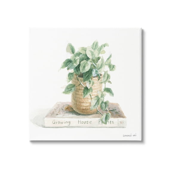 Stupell Industries Potted Plant on Garden Book Painting Gallery Wrapped Canvas Print Wall Art, Design by Danhui Nai
