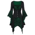 thumbnail image 1 of WISEFIN Women's Halloween Goth Vintage Skeleton Lace Tie up Closure Contrast Irregular Hem T-Shirt Blouses Tops, 1 of 3