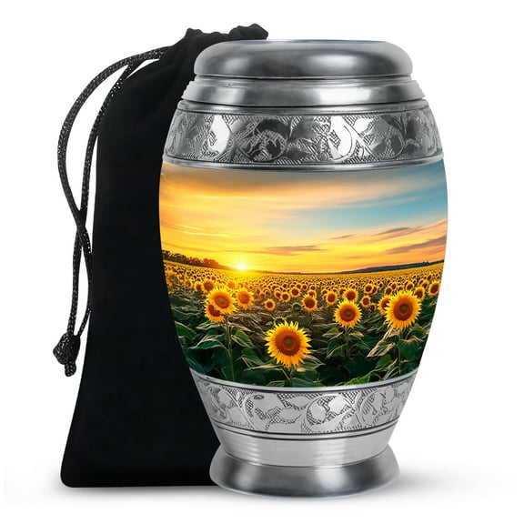 Sunflower Urn, Burial Urns for Women, Urn for Ashes for Men, Urns for Mom Ashes, Cremation Urns for Human Ashes, Large Urns for Human Ashes Adult (Size - 10inch)