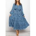 thumbnail image 3 of Women's Boho Leopard Print Ruffle Long Sleeve V Neck Casual Flowy Party Maxi Dress, 3 of 6