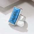 thumbnail image 6 of Vnox Stone Ring, Stainless Steel Silver Turquoise Ring, Chunky Rings for Women, 6 of 7