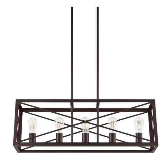 Home Decorators Collection Harwood 60-Watt 5-Light Royal Bronze Pendant with Cage Shade