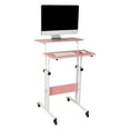 thumbnail image 5 of Mind Reader Standing Desk, Adjustable Height Laptop Workstation, Portable Rolling Desk on Wheels, Two-Tier Metal Frame, Pink, 5 of 9