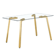 thumbnail image 5 of Tcbosik Glass Dining Table, Modern Rectangular Table with Metal Legs, 51 inch Kitchen Table for Home, Gold, 5 of 10