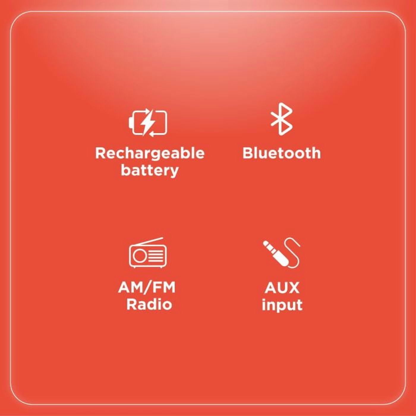 RadioShack AM/FM 2-Band Vintage Radio with Bluetooth Function and USB/TF ports White