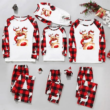 

Dadaria Family Christmas Pajamas Matching Sets Christmas Parent-child Set Plaid Print HomeWear Pajamas Two-piece Child Set Red Kids 8Y