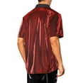 thumbnail image 3 of INSPIRE CHIC Sheer Mesh Shirts for Men's See Through Short Sleeves Party Disco Shiny Metallic Shirts XL Red, 3 of 4