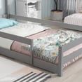 thumbnail image 5 of Yoneston Twin Floor House Bed Frame for Toddlers, Wooden Kids Platform Bed Frame with Fence and Door for Girls Boys, Gray, 5 of 7