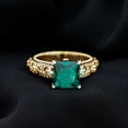 thumbnail image 3 of Rosec Jewels Womens 2.25 CT Princess Cut Created Emerald Solitaire Ring with Diamond in Vintage Style, 18K Yellow Gold, US 3.00, 3 of 8