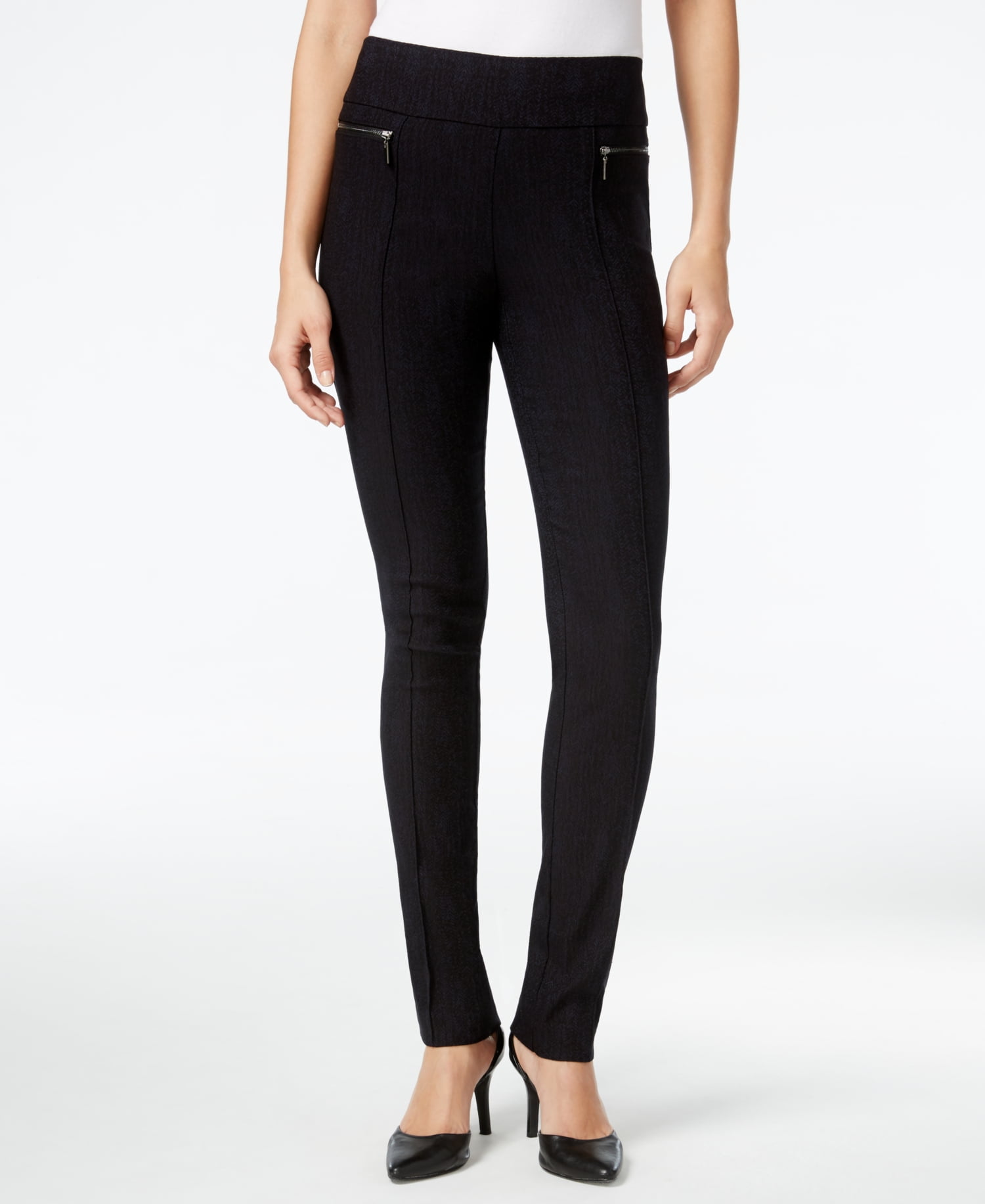 Style & Co. Women's Petite Herringbone Skinny Pants (Black/Navy, PL