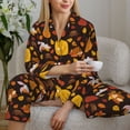 thumbnail image 6 of KLL Autumn Forest Small Animals Lazy Print Women's Long Sleeve Pajamas with Pants Sleepwear Loungewear 2 Set-Large, 6 of 8