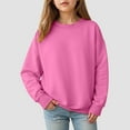thumbnail image 2 of Xyant Girls Casual Crewneck Sweatshirts Long Sleeve Cute Solid Color Pullover Oversized Lightweight Fleece Tops (Pink,1-2 Years), 2 of 7