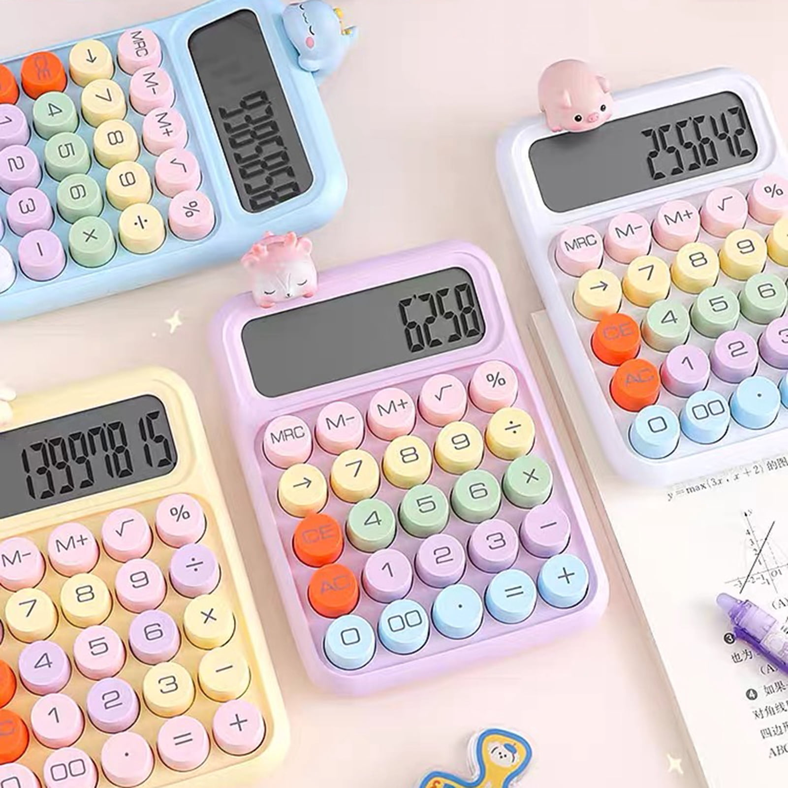 Naierhg Vintage-Inspired Desktop Calculator Large Display 12 Digit Precise Contrasting Colors Easy to Read Calculator
