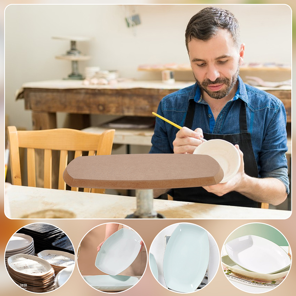 3Pcs MDF Wood Clay Cutter Base Plate Kit Clay Modeling Tool Tan Rectangle 27.5~33.2x10.1~16.1x1.55cm DIY