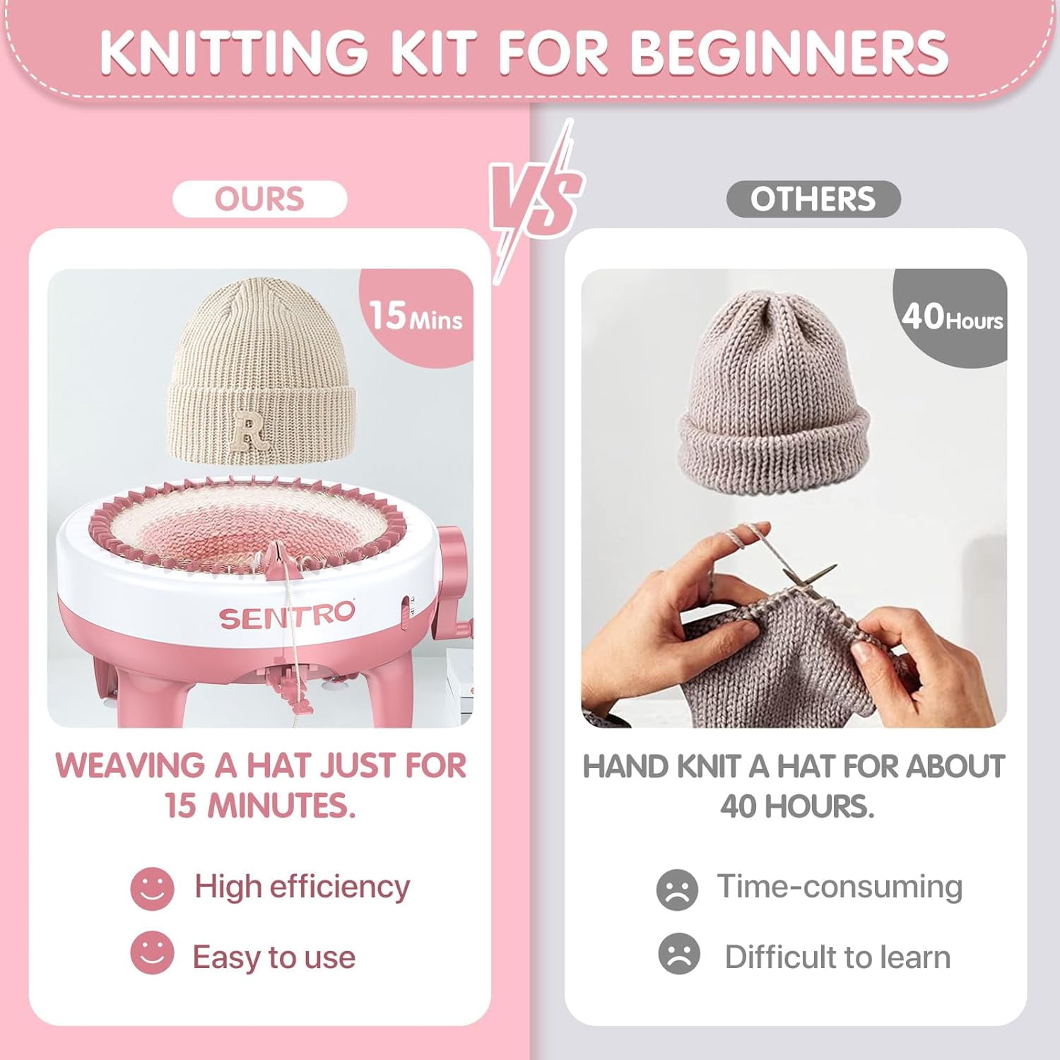 Ycxydr SENTRO 40 Needle Knitting Machine - Automatic Circular Loom & Crochet Kit for DIY Scarves, Hats, Socks