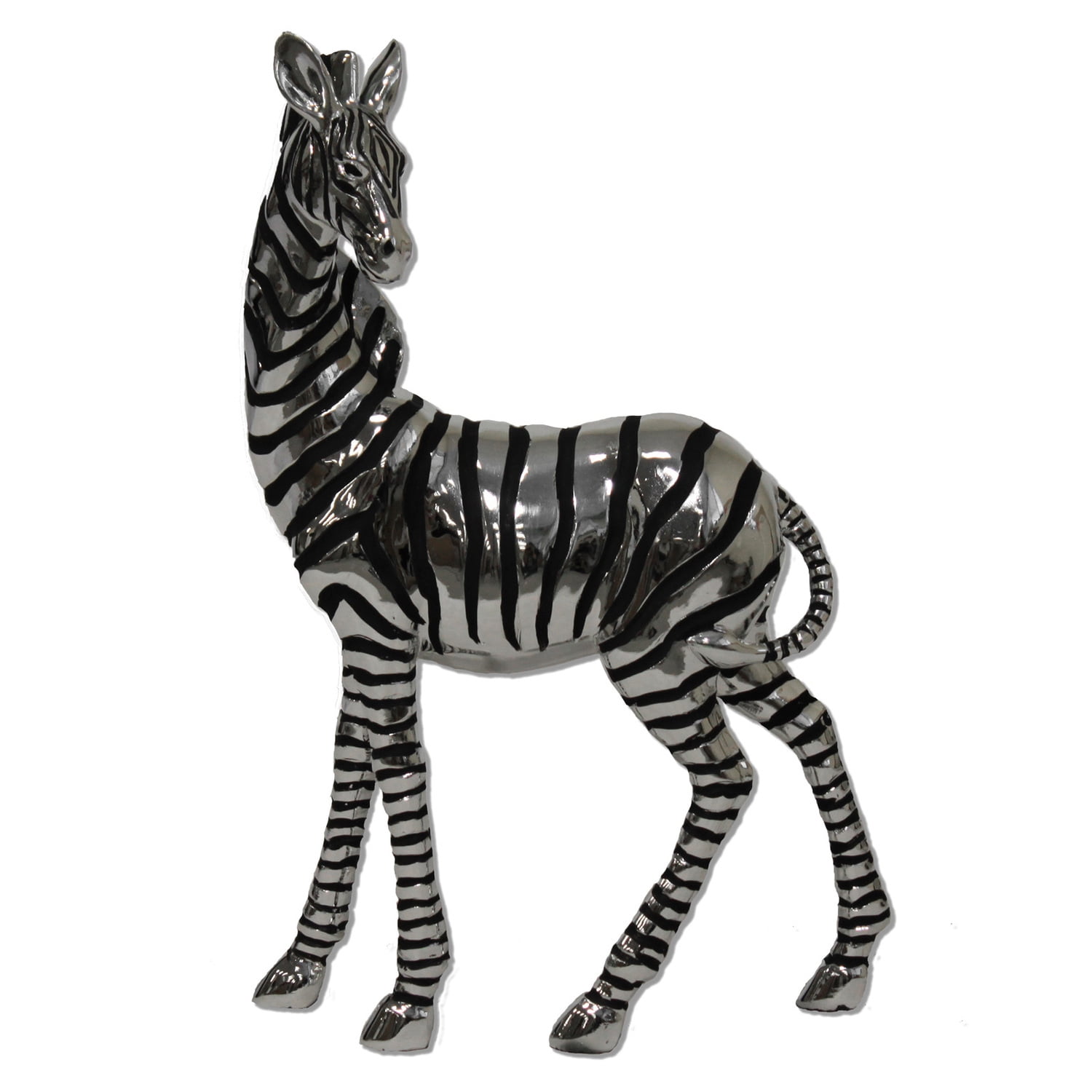 Grazing Zebra Table Sculpture DecorFinishChrome,MaterialPolystone