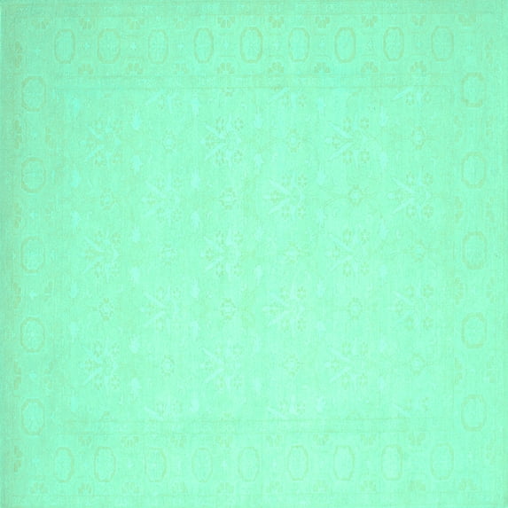 Ahgly Company Indoor Square Solid Turquoise Blue Modern Area Rugs, 4' Square