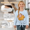 thumbnail image 6 of Xoenoiee Axolotl Capybara Print Girl's Long Sleeve Shirts Tie Front Knot Tops Tee Crew Neck T Shirt Pullover Tunic Sweatshirt for Beach Vacation, 5-6 Years, 6 of 7