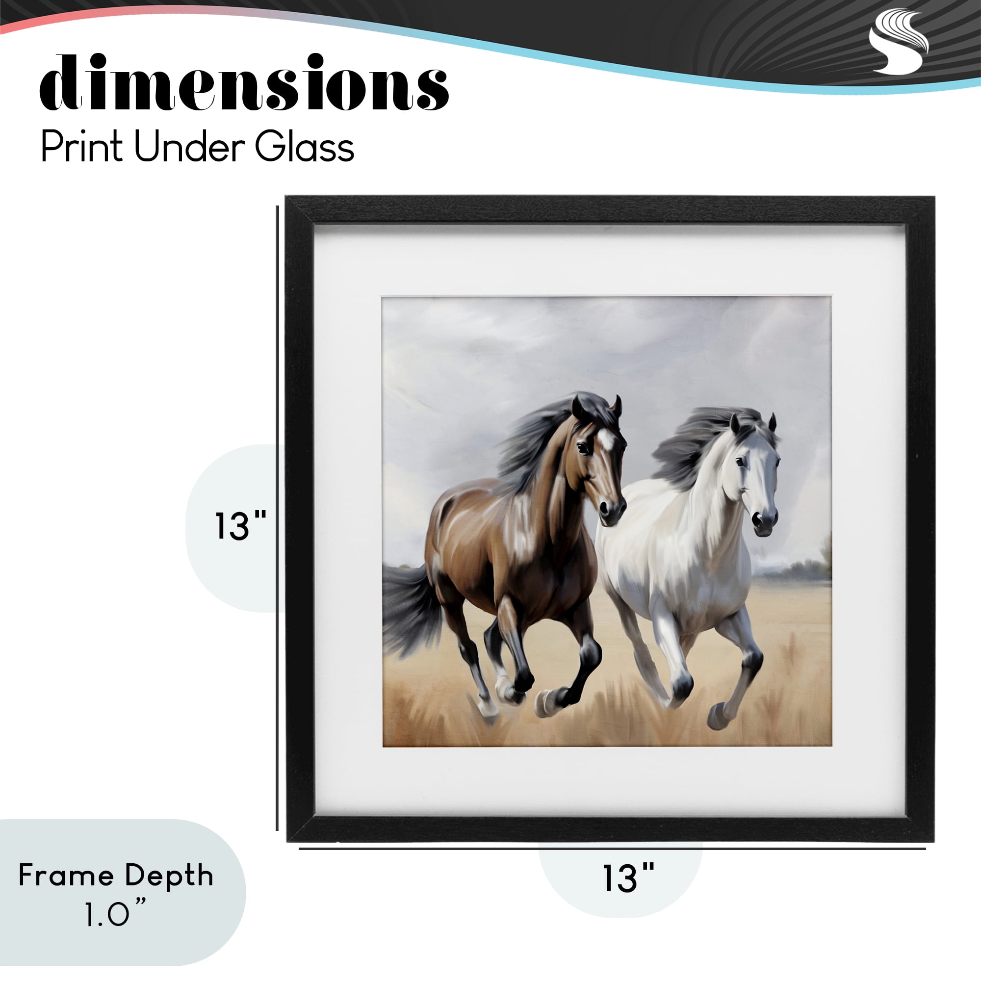 Stupell Industries Wild Run Twin Horses Black Framed Print Under Glass, design by Kim Allen