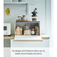 thumbnail image 4 of Yamazaki Home Tosca Bread Box Keeper Holder Container, Metal Bread Holder Saver, Slim Space Saving Counter Storage - Horizontal - Steel + Wood, 4 of 8