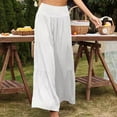 thumbnail image 3 of Pantalones de verano para mujer pantalones elásticos de pierna ancha para mujer de color sólido transpirables para uso diario para yoga ANGGREK  Otros, 3 of 5