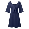 thumbnail image 4 of WENWU Womens Dresses 2024 Spring Summer Deep V Neck Elegant Bow Tie Mini Dress S XL Casual Knee Length Dresses for Women Maxi for Women, 4 of 7