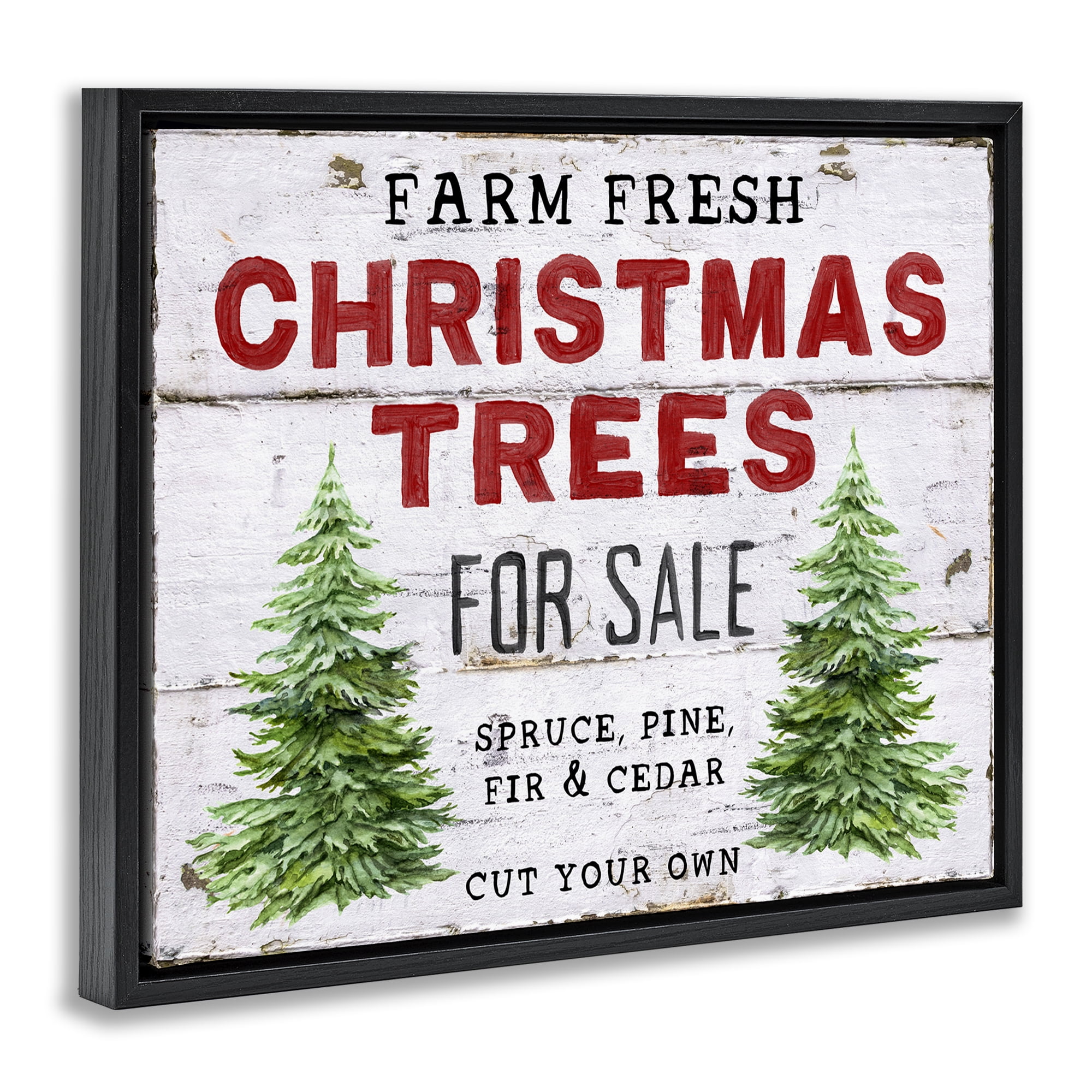 Stupell Industries For Sale Christmas Trees Holiday Painting Black Floater Framed Canvas Art Prints Wall Art, 31 x 25