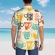 thumbnail image 4 of Balery Vintage Cup Camisas hawaianas de manga corta para hombre, camisas playeras de corte holgado, camisas de vacaciones con botones,X-Large, 4 of 7