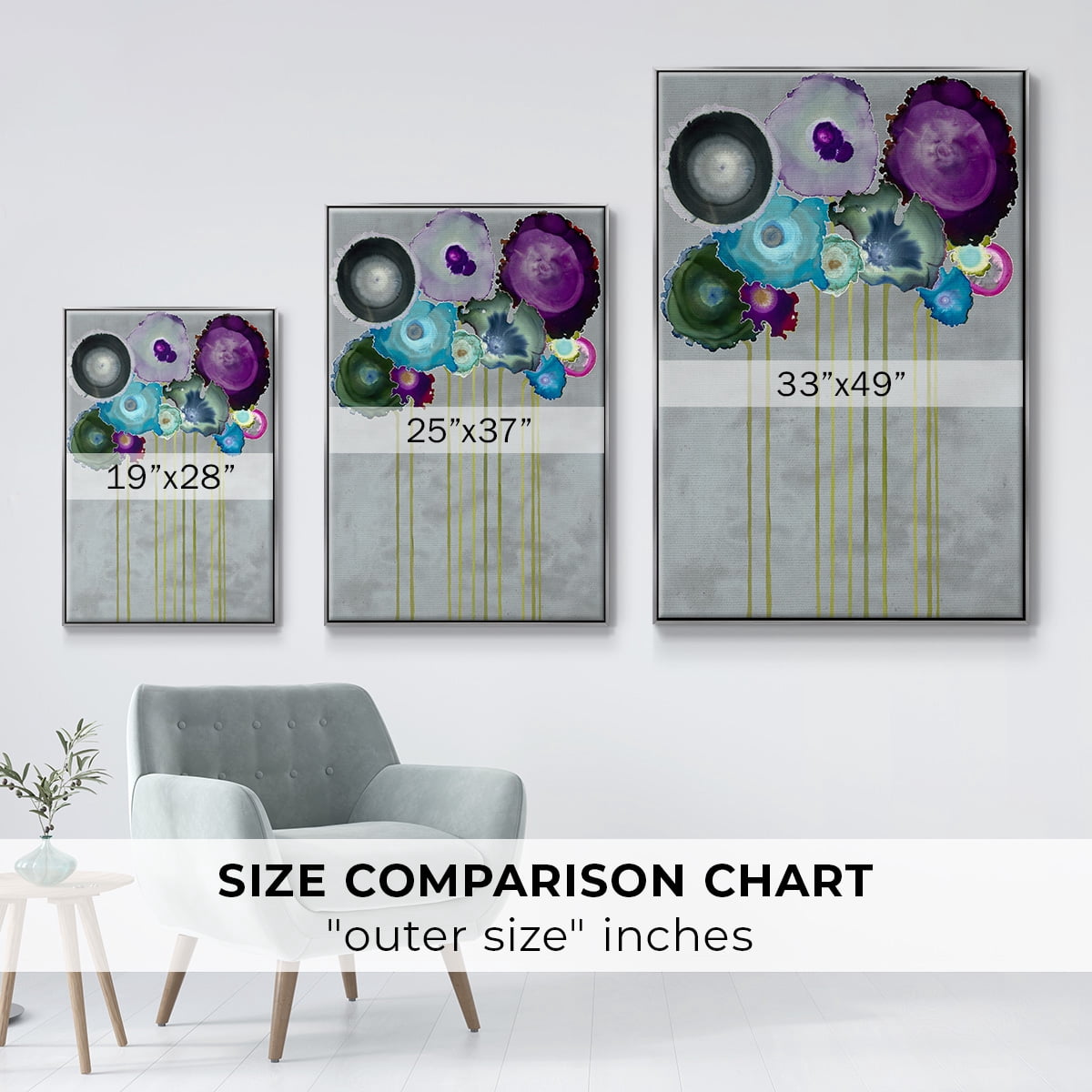 Silver Bouquet Framed Premium Gallery Wrapped Canvas - Ready to Hang - 27 x 41 - Silver Floating Frame