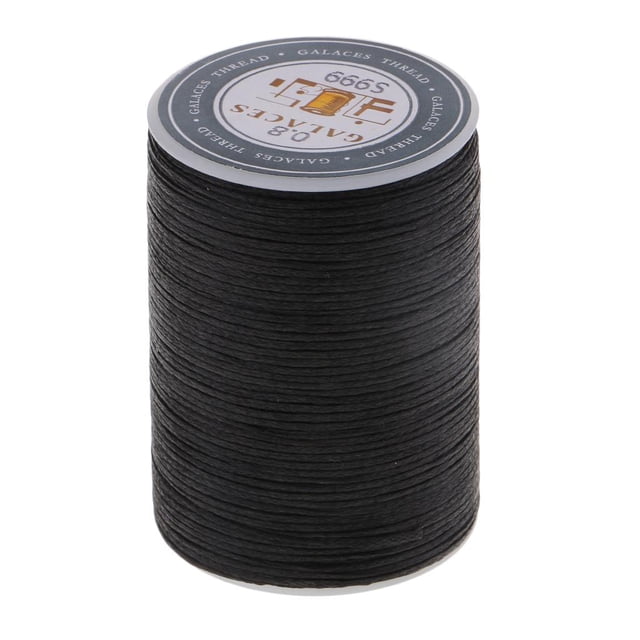 Rongfmy Black Waxed Polyester Thread 0.8mm Flat Hand Sewing Stitching Cord 90 Meters