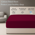 thumbnail image 3 of Amay 100% Organic Cotton Wyoming King Fitted Sheet - 500 Thread Count (84"x84") - Ultra Soft, Cooling & Breathable Bed Sheet - Durable Long-Lasting Fabric - (Burgundy, 1 Piece), 3 of 7
