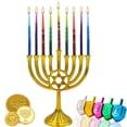 thumbnail image 3 of Velas de Janucá The Dreidel Company con rayas multicolores, 3 of 5