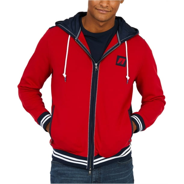 Nautica - Nautica Mens Mixed-Media Hoodie Sweatshirt, Red, 3XLT ...
